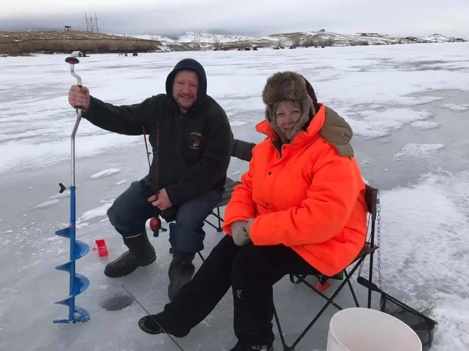 Rotarians ice fishing